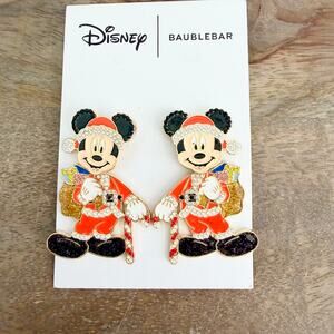 New Disney x Baublebar Mickey Mouse Santa Candy Cane Stud Statement Earrings